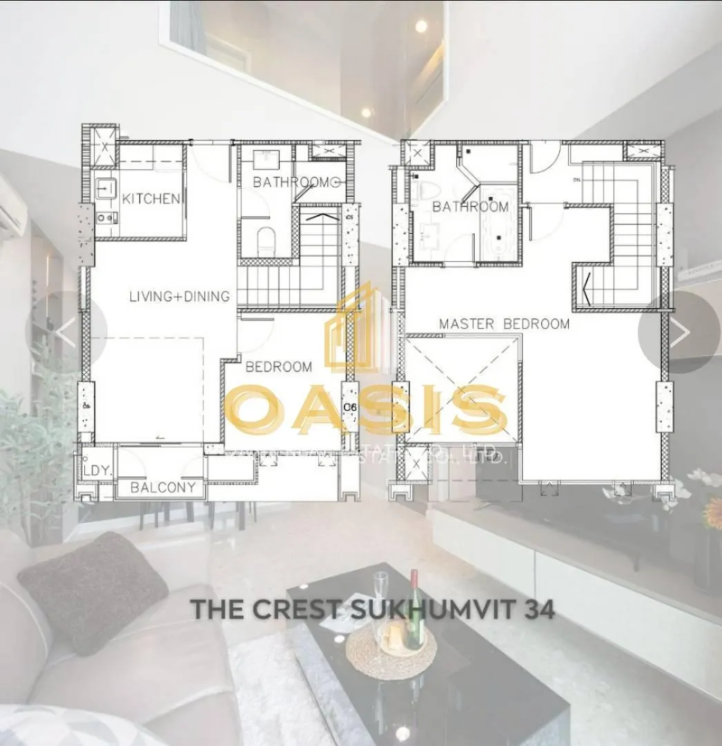 2Bedrooms in The Crest Sukhumvit 34 For Sale