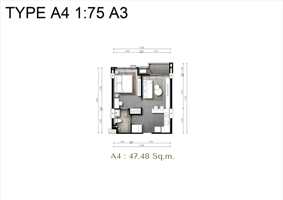 1BR A4 · 47.48 m²