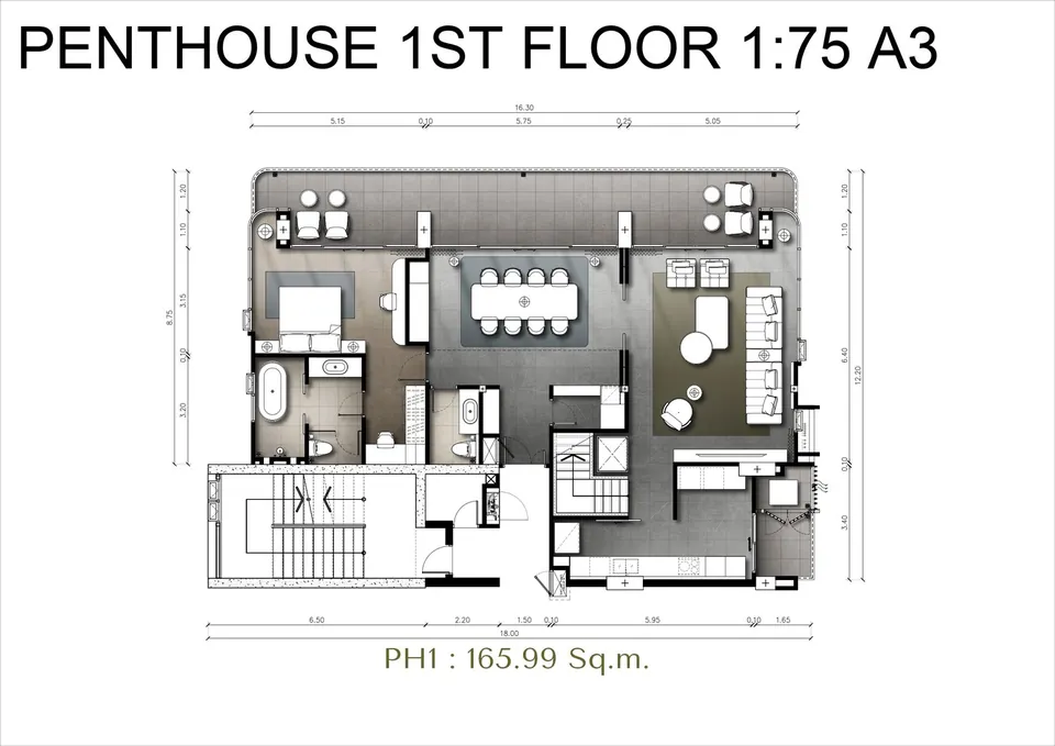 Duplex penthouse, level 1