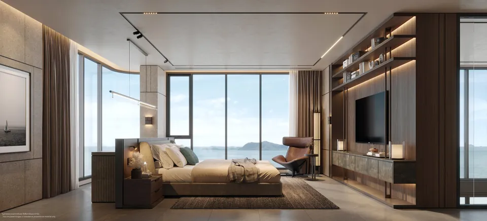 Duplex penthouse master bedroom render