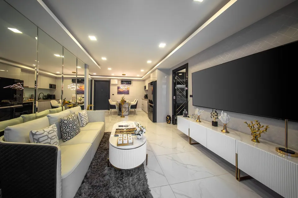 2-bedroom show unit open-plan living area