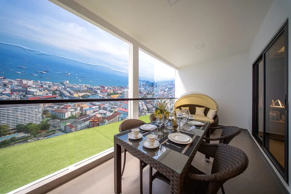 2-bedroom show unit terrace with city and sea view