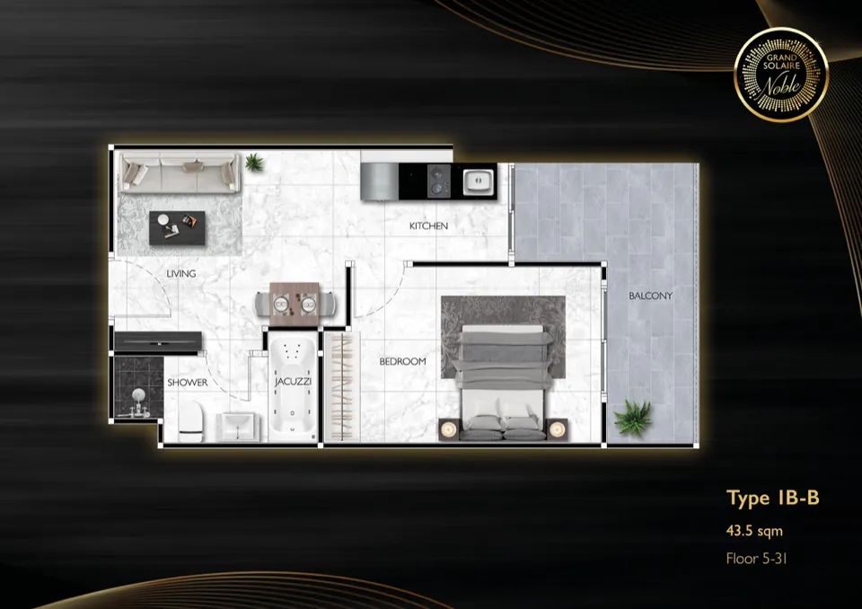1BR 1B-B · 43.5 m²