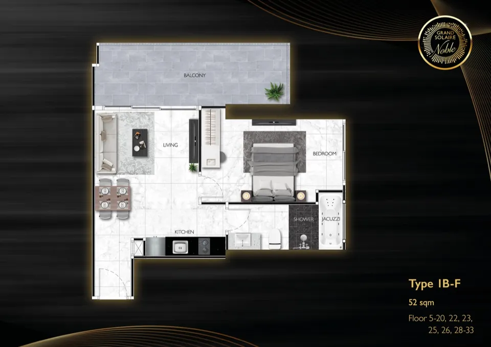 1BR 1B-F · 52 m²