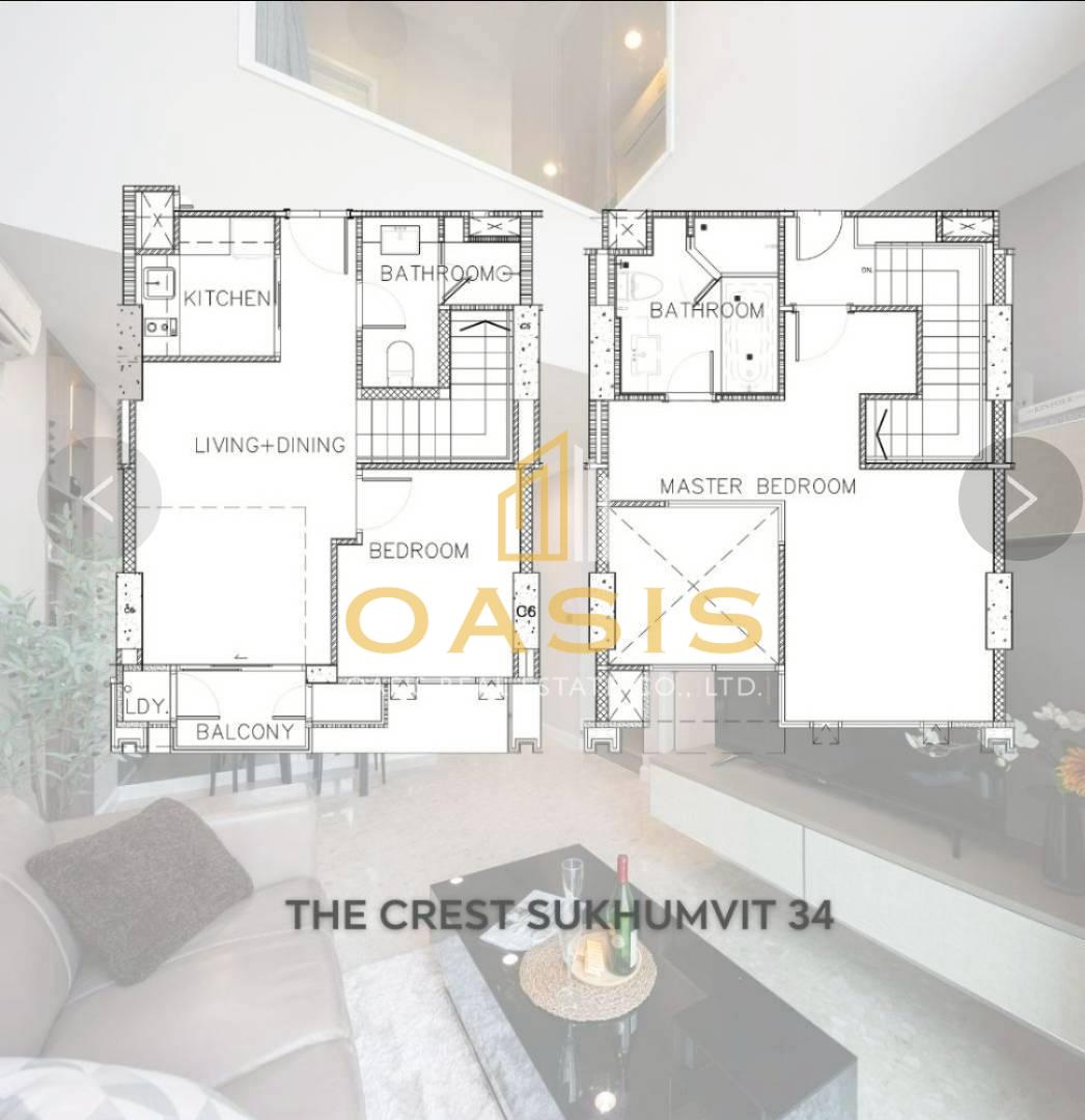 2Bedrooms in The Crest Sukhumvit 34 For Sale